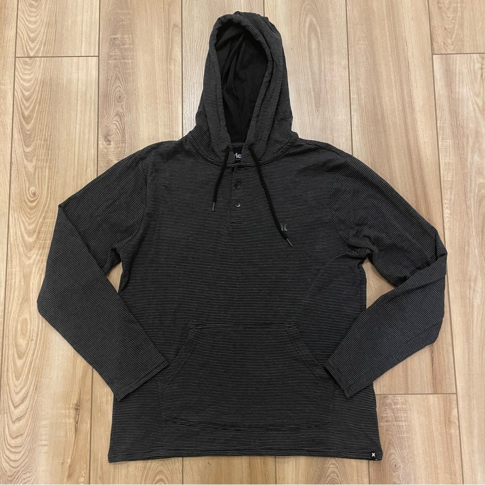 Hurley Men’s Black Striped Lightweight Hoodie